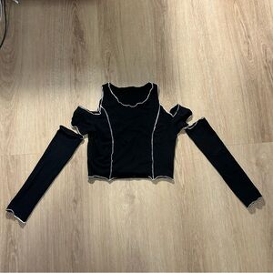 Black Cutout Crop Top Set